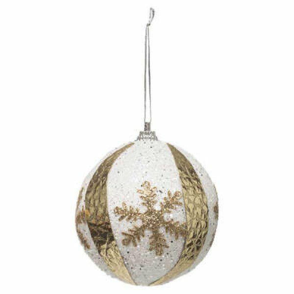 Boule de noel 8cm flocon or - ATM