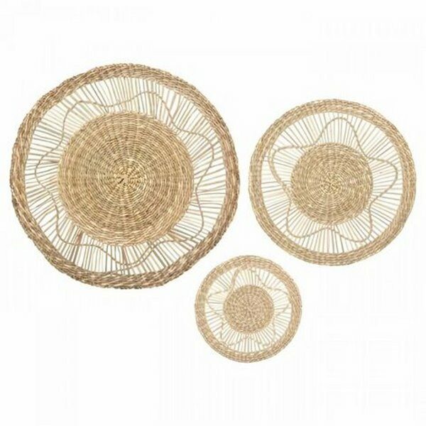 Set de 3 deco mur en jonc de mer d18/28/38cm - ATM