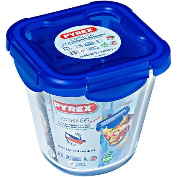 Pasta box en verre avec couvercle etanche 12x12 COOK & GO - PYREX