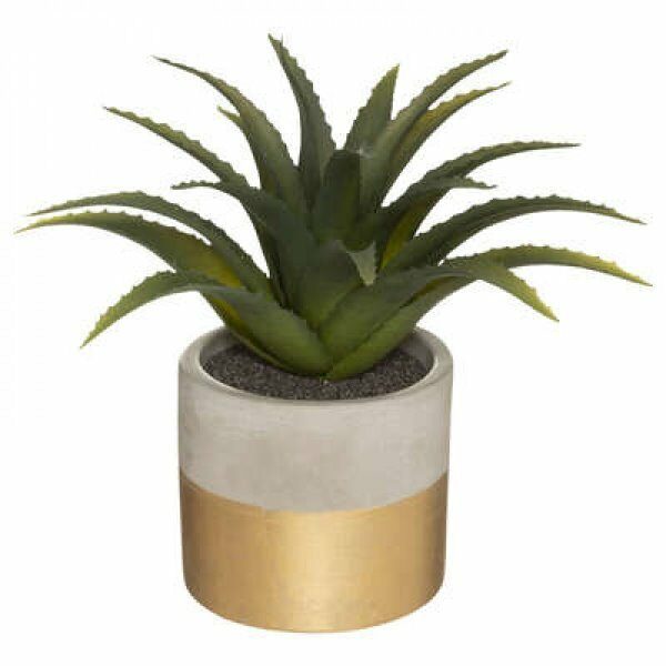 Plante en pot bicolore ciment / dore h28cm - ATM