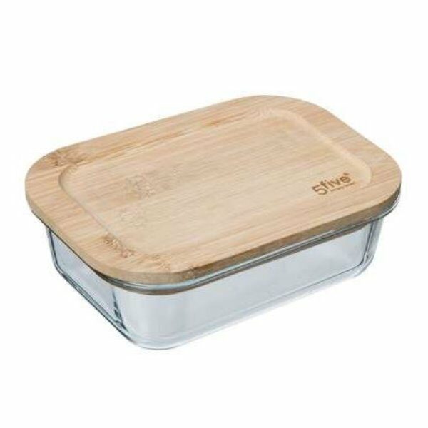 Boite en verre rect 0,56L avec couv bambou - FSS