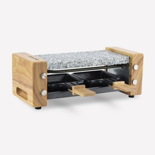Appareil a raclette et pierre a cuire 2 pers design bois - H KOENIG