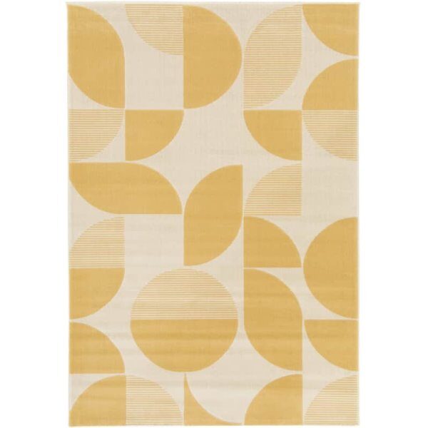 Tapis CANVAS 160x230 blanc / motif ocre - BLT