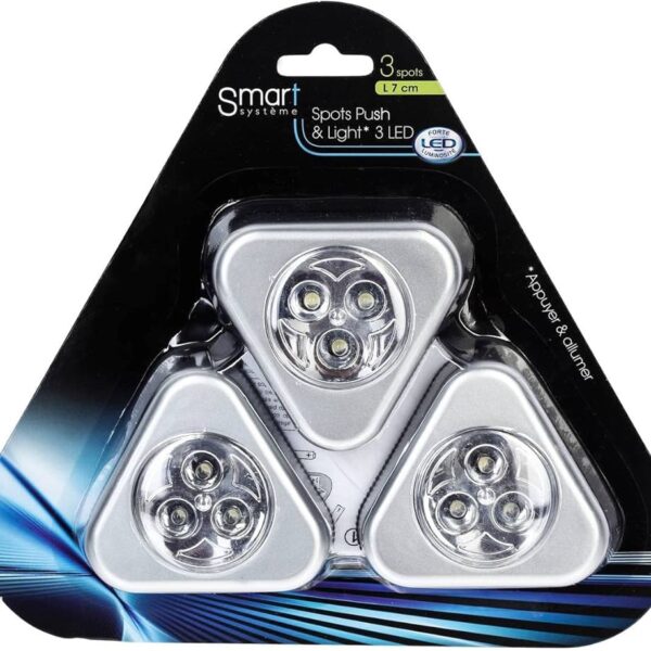 Lamp x3 LED manuel, argent